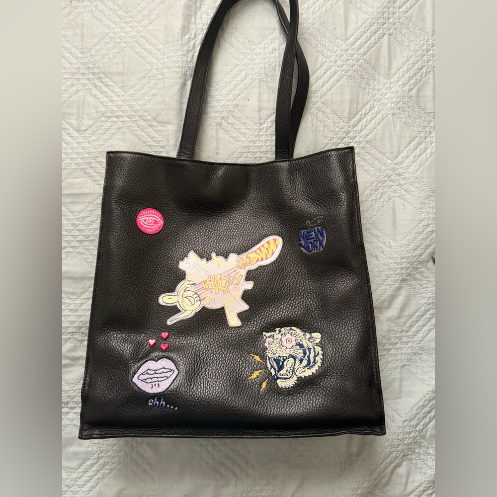 Min & Mon Marko black leather tote bag Herocity Print